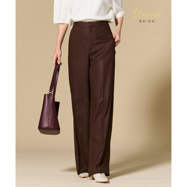 CAROLE / リネンライクフルレングスワイドパンツ （Bordeaux）
