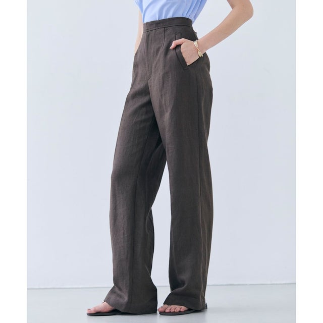 【GISELe 6月号掲載】CRINUM / ストレートリネンパンツ （Dark Brown ）