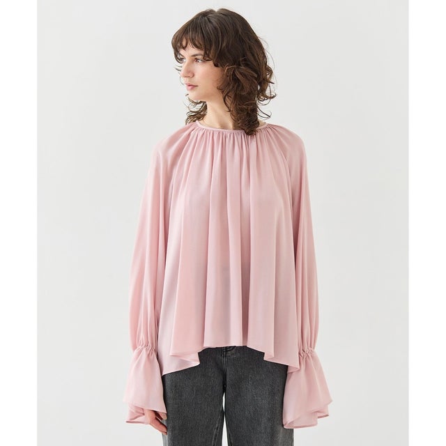 【洗える】MUSCARI / ソフトシルクキャンディースリーブブラウス （Old Rose）