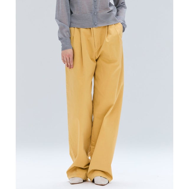 【洗える・Oggi 11月号掲載】HAMLIN / コットンストレッチ2タックワイドパンツ （Mustard）