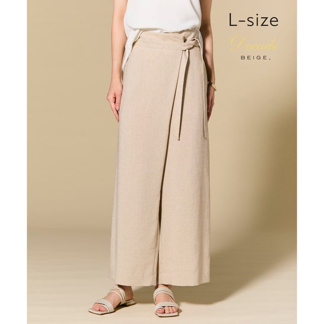 【L-size】CAROLE / リネンライクラップワイドパンツ （Sand）