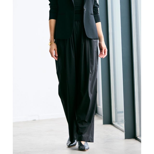 【洗える/セットアップ対応】SPIGA / イージータックワイドパンツ （Black）
