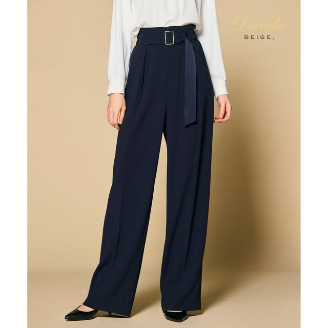 【洗える】CINDY / ワイドパンツ （Navy）