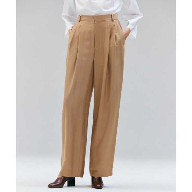 【Oggi 10月号掲載】COBURN / シルク混2タックカーヴィーワイドパンツ （Camel）