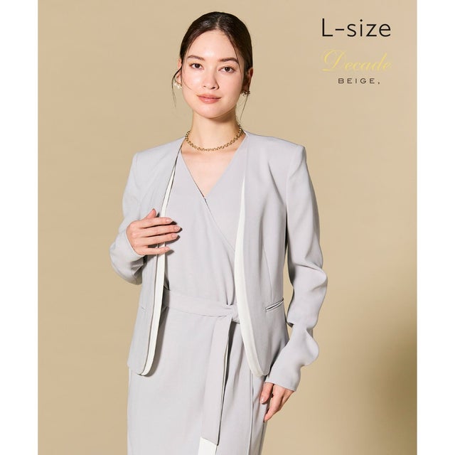 【Lsize・セットアップ対応】CINDY / ダブルカラージャケット （L.Gray × White）