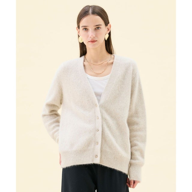【Precious掲載】AMARILLO / スパンコールフォックスニットカーディガン （Taupe）