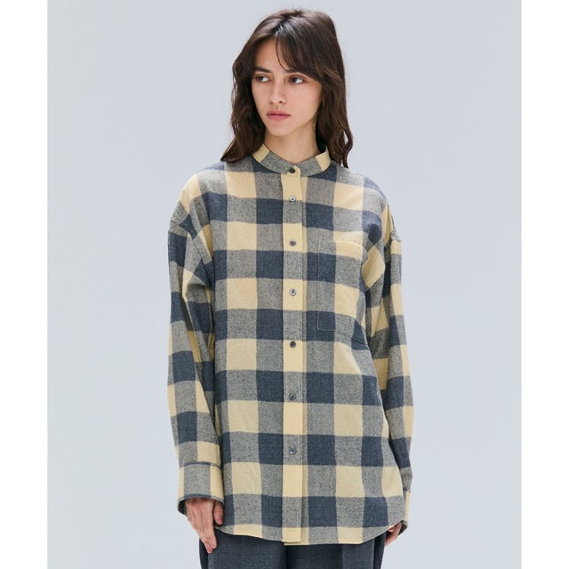HOBBS / ウールチェックカシュクールブラウス （L.Mustard ×Md Gray）