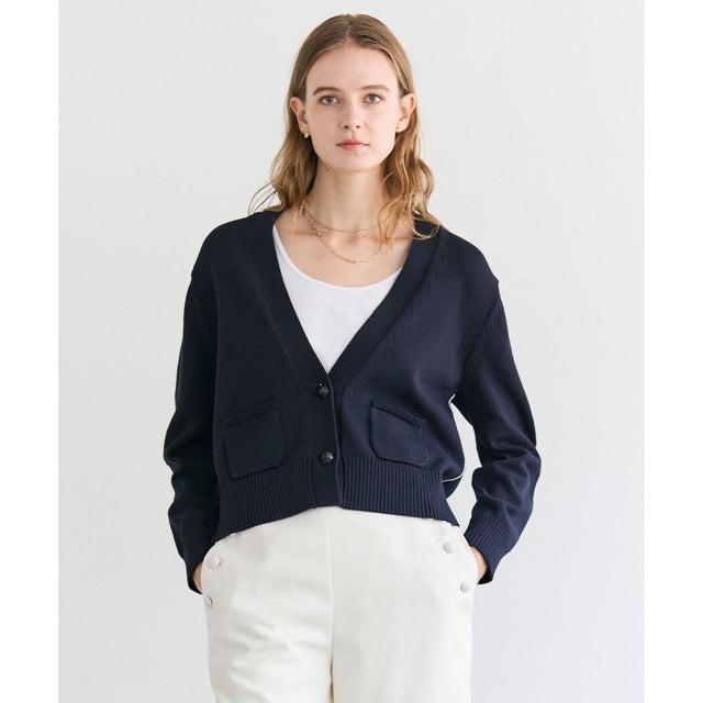 HELIODOR / マリンボタンクロップドカーディガン （Navy）