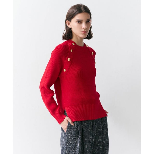 【GISELe掲載】HELIODOR / スポンディッシュマリンボタンニット （Red）
