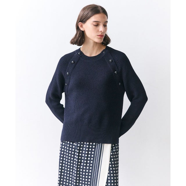 【GISELe掲載】HELIODOR / スポンディッシュマリンボタンニット （Navy）