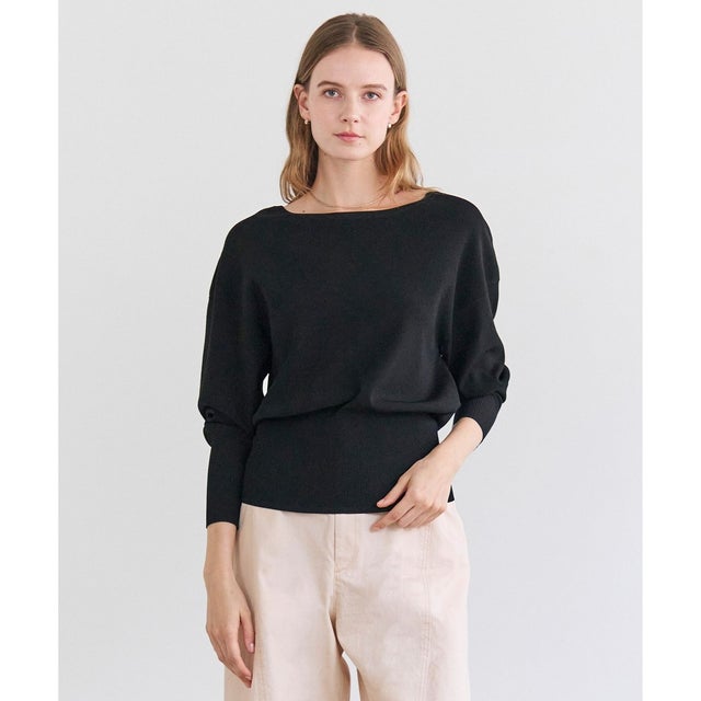 【ロングセラー】LAURA / ストレッチニットプルオーバー （Black）
