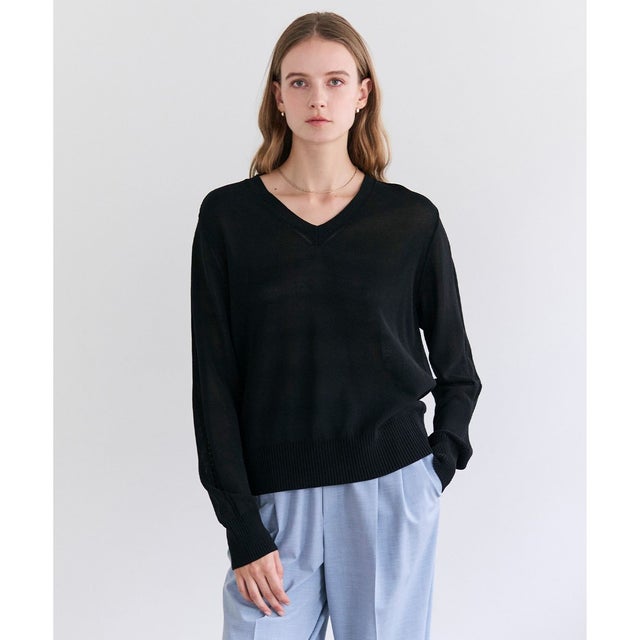 ARSENOPY / コットンドライタッチ Vネックニット （Black）