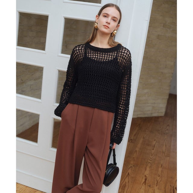 UVITE / コットンメッシュクロップドニット （Black）