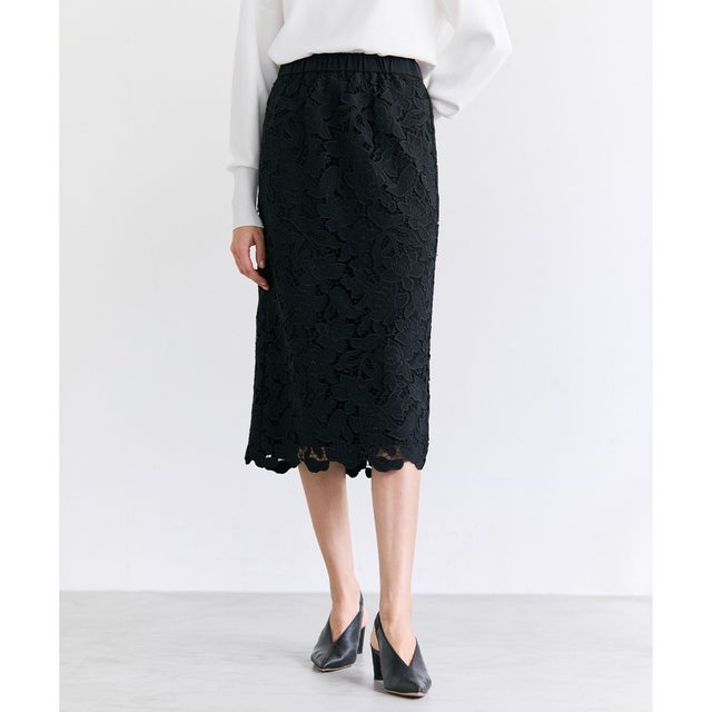 【eclat掲載】CITRINE / エンブロイダリーレースイージースカート （Black）