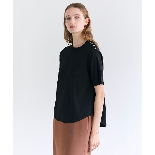 NADIA / ストレッチ メタルボタンニット （Black）