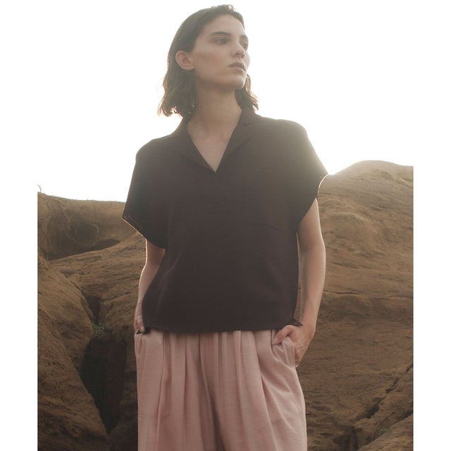 NADIA / ストレッチ スキッパーニット （Bordeaux）
