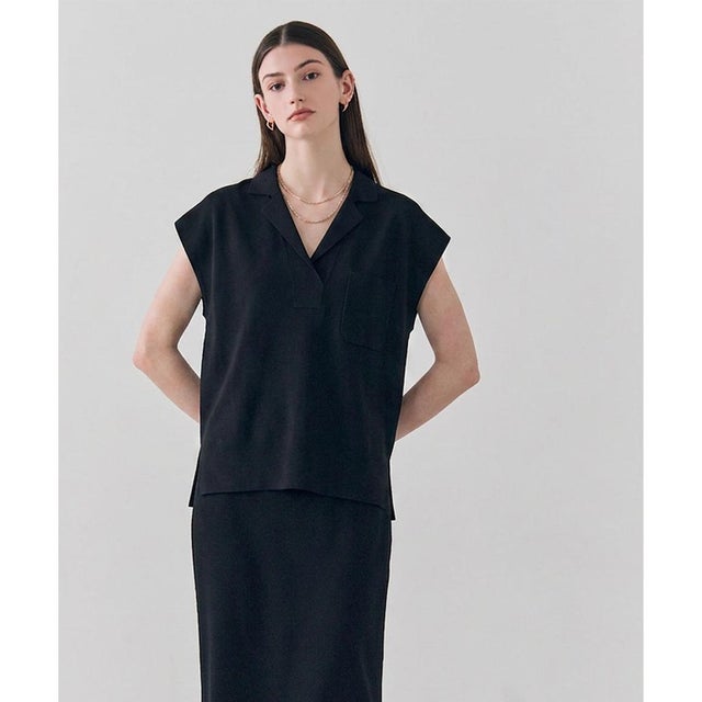NADIA / ストレッチ スキッパーニット （Black）