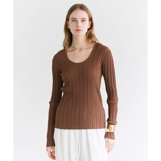 LABRADO / ランダムリブ Uネックニット （Brown）