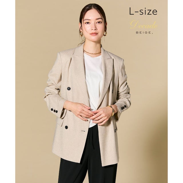 【L-size】CAROLE / リネンライク ダブルジャケット （Sand）