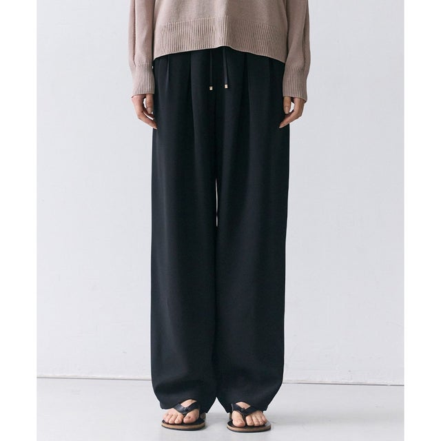 【人気シリーズ】RUE / ドライタッチイージーセミワイドパンツ （Black）