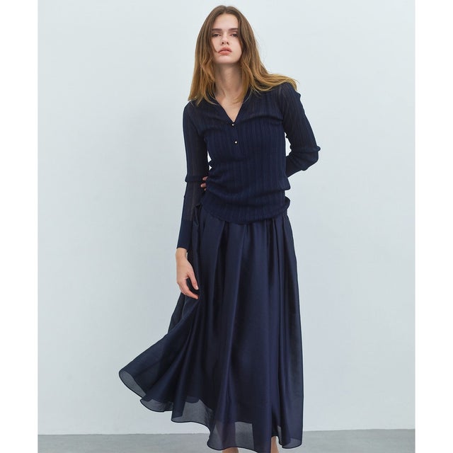 CLARK / タックボリュームスカート （Navy）
