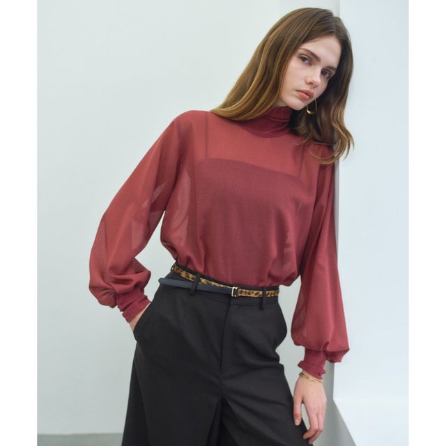 MOYE / ニットドッキング ロングスリーブブラウス （L.Bordeaux）