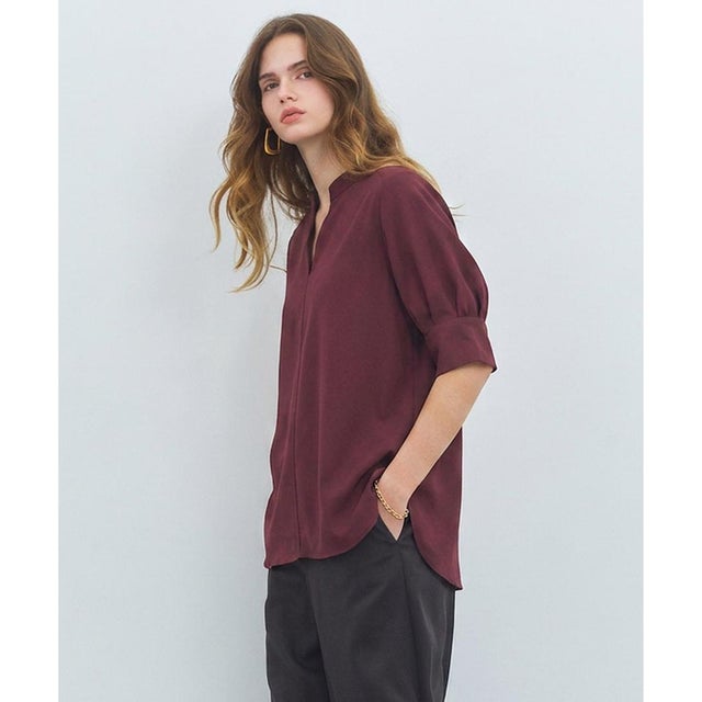 FLEUR / バックサテン プルオーバーブラウス （Bordeaux）