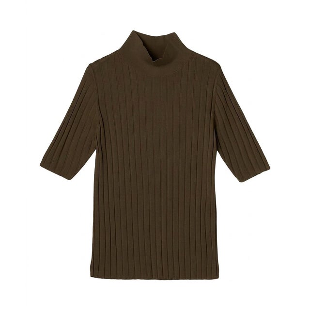 MASON / 半袖シルクリブハイネックニット （Brown）