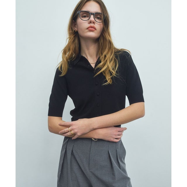 【ロングセラー・VERY掲載】LAURA / ストレッチ ポロニット （Black）