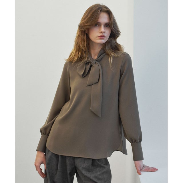 STOW / スカーフボウタイブラウス （Khaki）