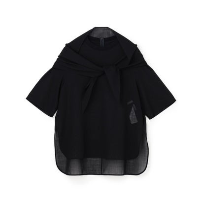 BEIGE, MOYE / スカーフ付き ハーフスリーブブラウス （Navy）｜詳細画像