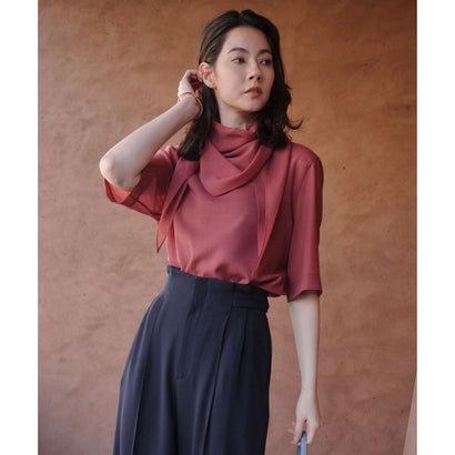 BEIGE, MOYE / スカーフ付き ハーフスリーブブラウス （Navy）｜詳細画像