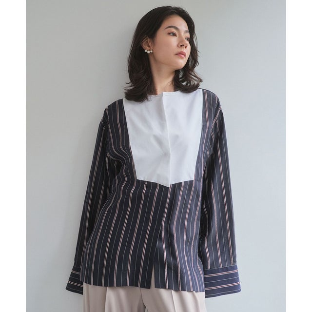 PALMER / ストライプシャツブラウス （Navy Stripes）
