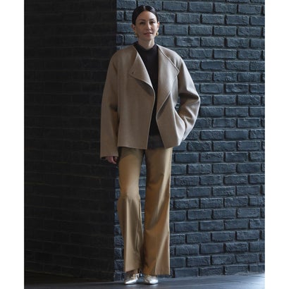 BEIGE, EDWARDS / ウールチェック バンドカラーブラウス （Gray Check）｜詳細画像