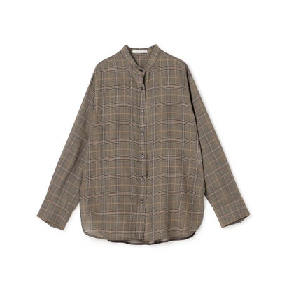 BEIGE, EDWARDS / ウールチェック バンドカラーブラウス （Gray Check）｜詳細画像