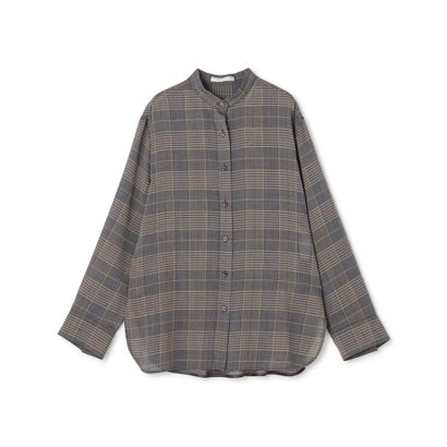 BEIGE, EDWARDS / ウールチェック バンドカラーブラウス （Gray Check）｜詳細画像