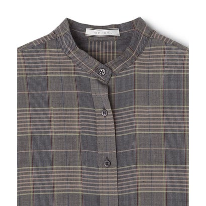 BEIGE, EDWARDS / ウールチェック バンドカラーブラウス （Gray Check）｜詳細画像