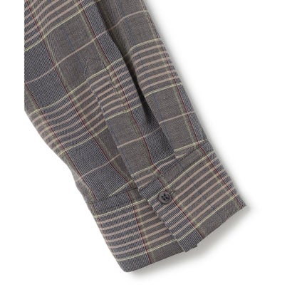 BEIGE, EDWARDS / ウールチェック バンドカラーブラウス （Gray Check）｜詳細画像