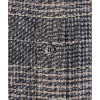 BEIGE, EDWARDS / ウールチェック バンドカラーブラウス （Gray Check）｜詳細画像