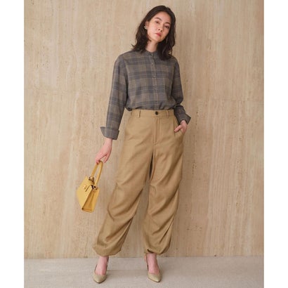 BEIGE, EDWARDS / ウールチェック バンドカラーブラウス （Gray Check）｜詳細画像