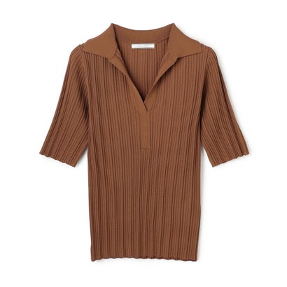BEIGE, 【Oggi掲載】LABRADO / ランダムリブ スキッパーニット （Brown）｜詳細画像
