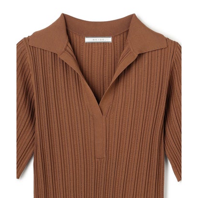 BEIGE, 【Oggi掲載】LABRADO / ランダムリブ スキッパーニット （Brown）｜詳細画像