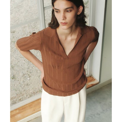 BEIGE, 【Oggi掲載】LABRADO / ランダムリブ スキッパーニット （Brown）｜詳細画像