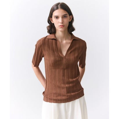 BEIGE, 【Oggi掲載】LABRADO / ランダムリブ スキッパーニット （Brown）｜詳細画像