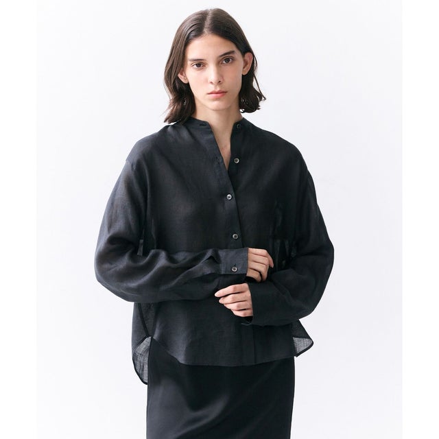 HALITE / リネンシアー オーバーサイズシャツ （Black）