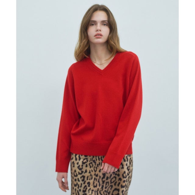 POMPE / ウールカシミヤ Vネックニット （Red）