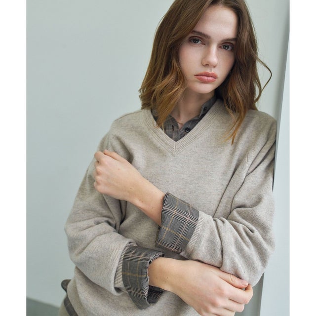 POMPE / ウールカシミヤ Vネックニット （Taupe）