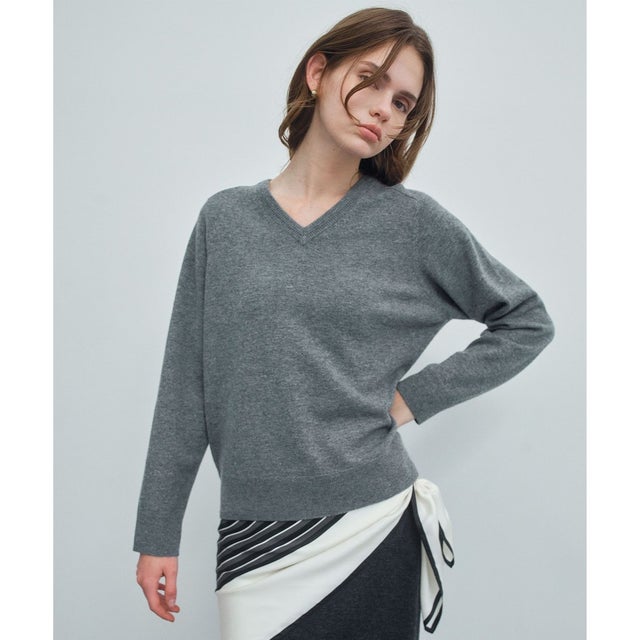 POMPE / ウールカシミヤ Vネックニット （Gray）