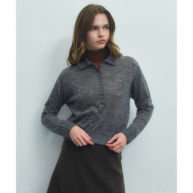 ELM / シアーモヘア ニットポロ （Gray）