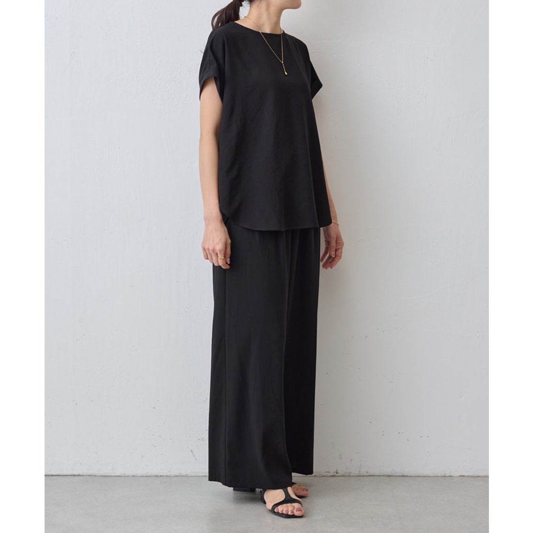 ビアズリー BEARDSLEY ストレッチジョーゼットバギーパンツ （black 